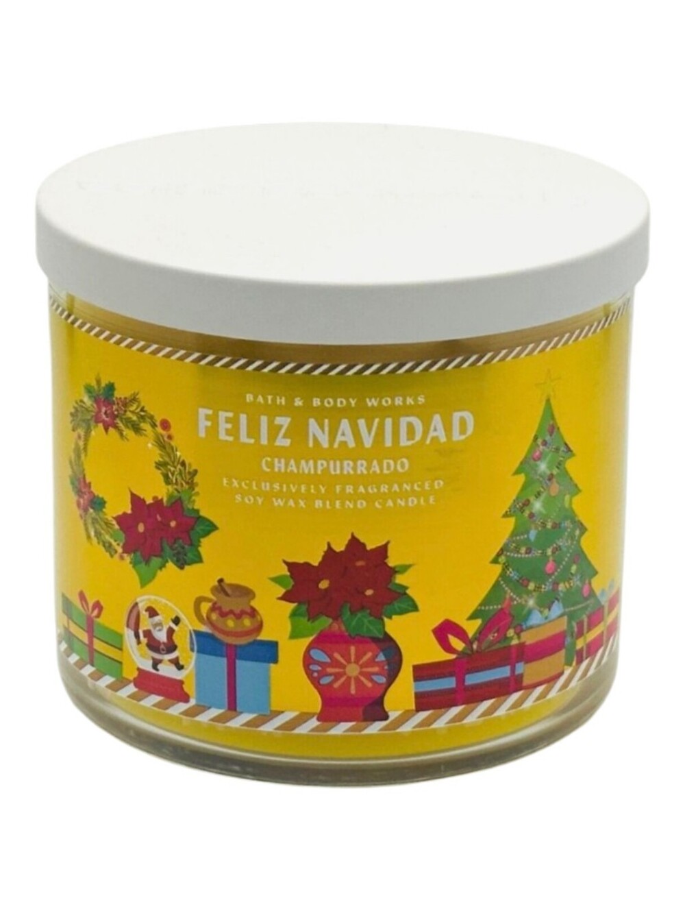 NEW Bath and Body Works Feliz Navidad 3-Wick Candle- Champurrado Scent